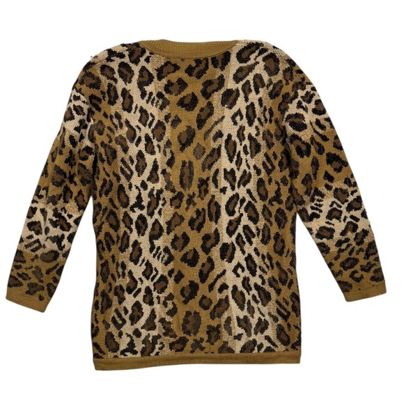 Emanuel Ungaro Women's Brown Leopard Cheetah Wool Blend Pullover Sweater Size 8 - Picture 2 of 8